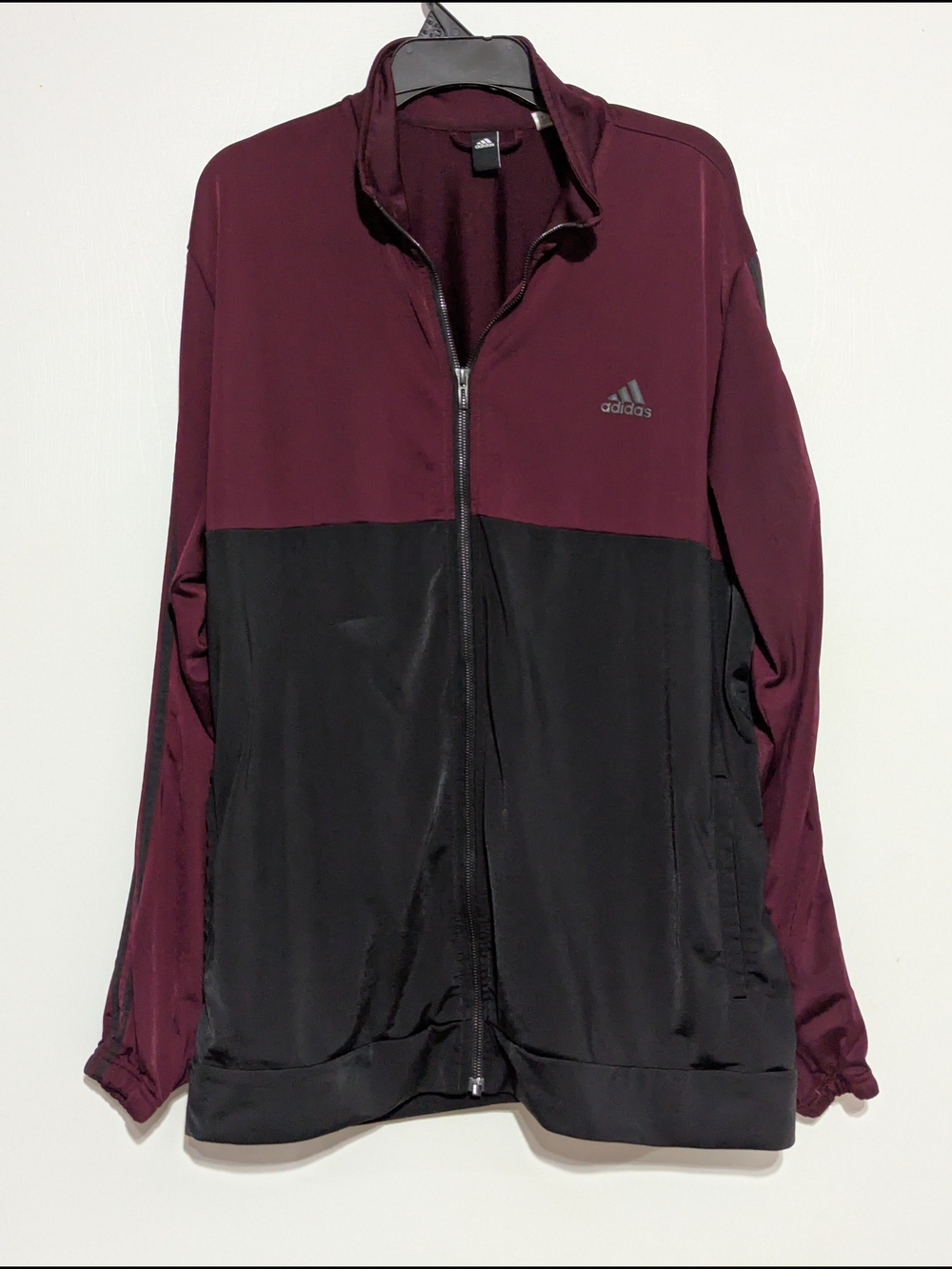 Adidas Men’s Maroon and Black Full-Zip Track Jacket
